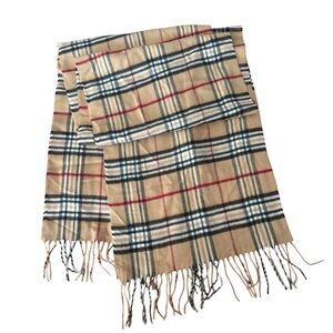 V. Fraas Cashmink Beige Nova Check Plaid Scarf